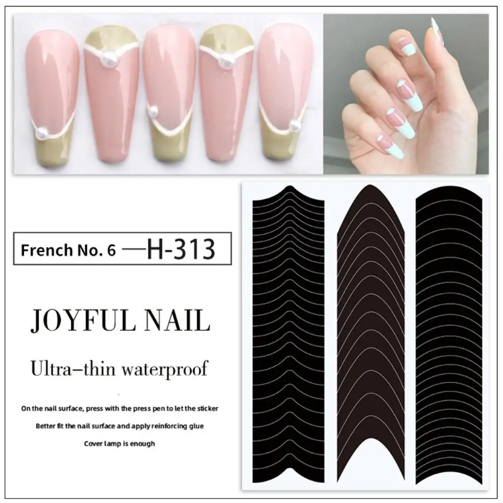 

3 Sheets French Nail Stickers Self-adhesive Tip Guides White French Manicure Strip Form Guides Sticker DIY Line Tips Nail Art