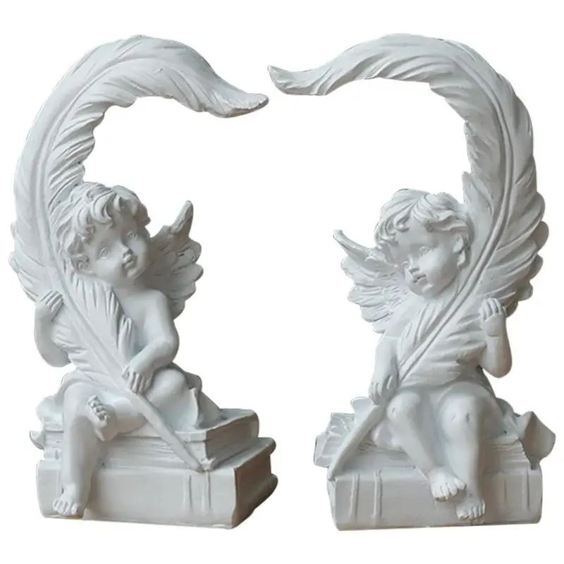 

Семейная статуя, фигурка листа ангела, статуэтки ангелов из смолы, памятная белая статуя ангела, садовая Спящая Статуэтка с крыльями