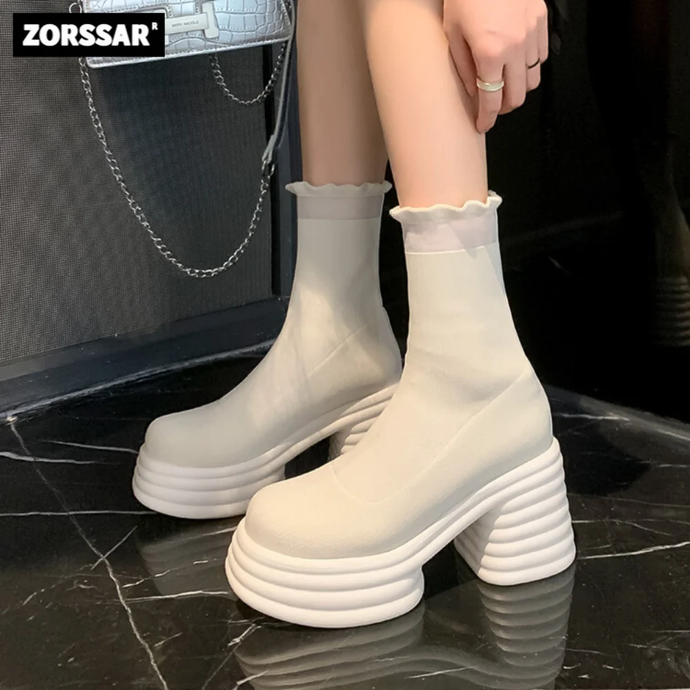 Women Boots White Platform Boots For Winter Autumn Botas Femininas Socks Ankle Boots Platform Shoes Women Heels Botines Mujer 
Women Boots White Platform Boots For Winter Autumn Botas Femininas Socks Ankle Boots Platform Shoes Women Heels Botines Mujer