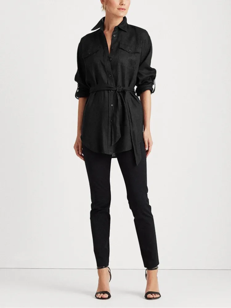 Блузка женская классическая с завязкой на талии, базовая Повседневная офисная рубашка, весна-лето 2023
Блузка женская классическая с завязкой на талии, базовая Повседневная офисная рубашка, весна-лето 2023