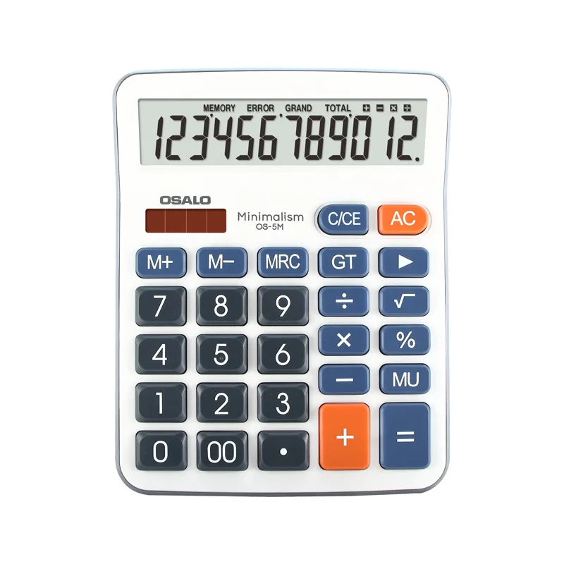 

Osalo 5m Desktop Desktop Calculator Large Display Screen Student Exam Mathematics Financial Accounting Solar 12 Digit Calculator