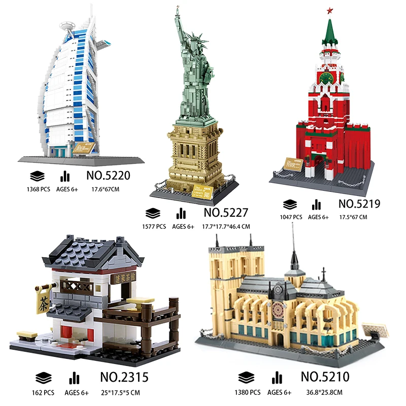 

2023 строительные блоки в стиле города Wange, Статуя Свободы, Римский колозеум, Эйфелева башня, модельные блоки, игрушки для детей, подарок