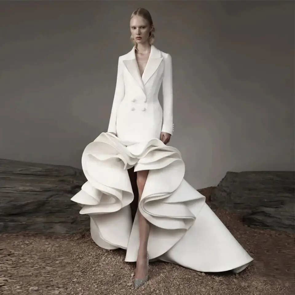 Kadisua White Formal Evening Dress High/Low Doouble Breasted Special Occasion Elegant Long Sleeve Luxury Sweep Train Vestido
Kadisua White Formal Evening Dress High/Low Doouble Breasted Special Occasion Elegant Long Sleeve Luxury Sweep Train Vestido