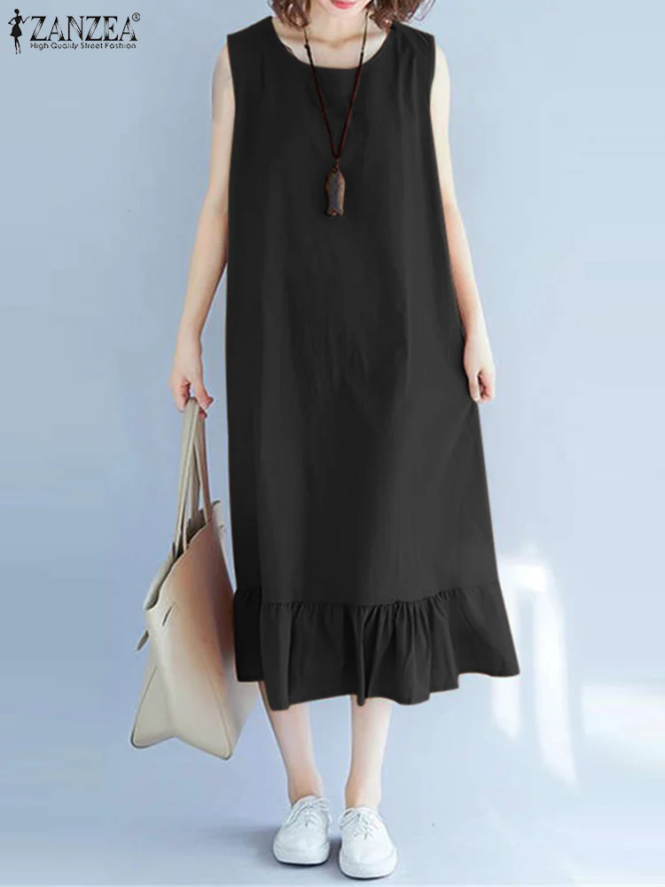 ZANZEA Summer Elegant Sleeveless Sundress Fashion Ruffles Hem Dress Woman Casual Solid Vestido Femme O-Neck Mid-Calf Length Robe
ZANZEA Summer Elegant Sleeveless Sundress Fashion Ruffles Hem Dress Woman Casual Solid Vestido Femme O-Neck Mid-Calf Length Robe