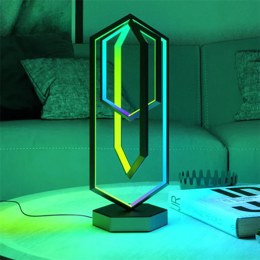 RGB Polygon Remote Control Desk Lamp APP Music Rhythm Atmosphere Lights LED Living Room Bedroom Bedside Table Desktop Decoration
RGB Polygon Remote Control Desk Lamp APP Music Rhythm Atmosphere Lights LED Living Room Bedroom Bedside Table Desktop Decoration