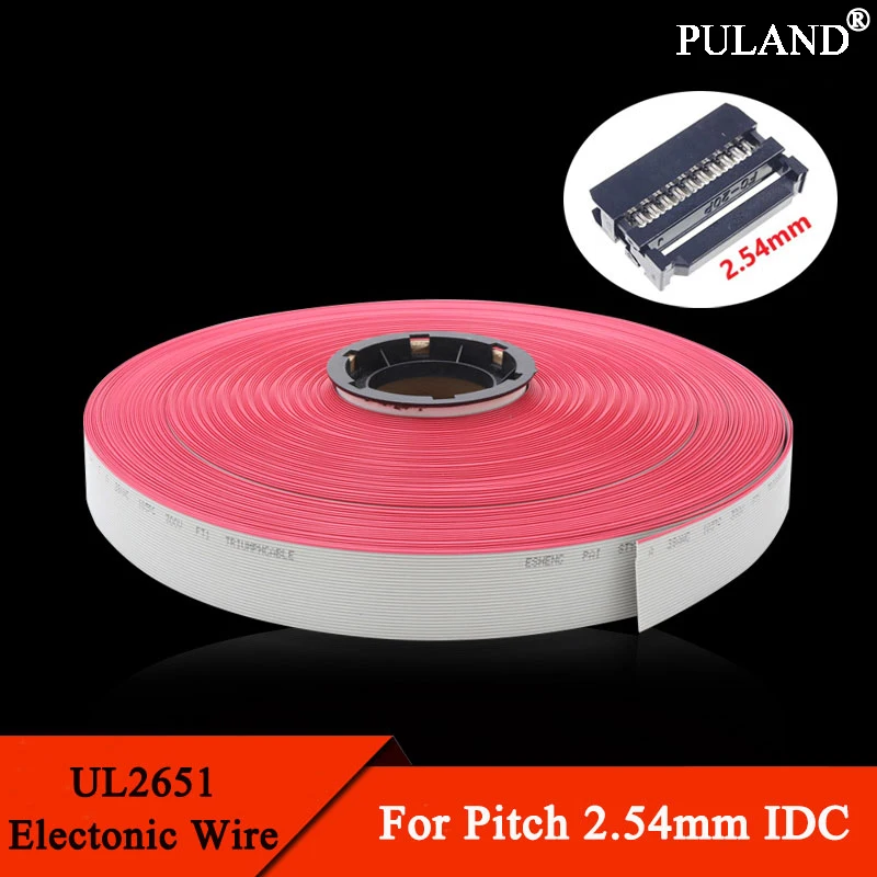 2/5M 1.27mm Gray Flat Data Cable Wire 10 14 16 20 26 30 34 40 50 60 pins AWG 28 UL2651 300V for 2.54mm IDC Connector
2/5M 1.27mm Gray Flat Data Cable Wire 10 14 16 20 26 30 34 40 50 60 pins AWG 28 UL2651 300V for 2.54mm IDC Connector