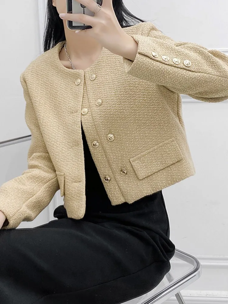 Korean Double-Breasted Tweed Jacket Small Fragrant Short Coat Women's Autumn Winter Temperament All-Match Top
Korean Double-Breasted Tweed Jacket Small Fragrant Short Coat Women's Autumn Winter Temperament All-Match Top