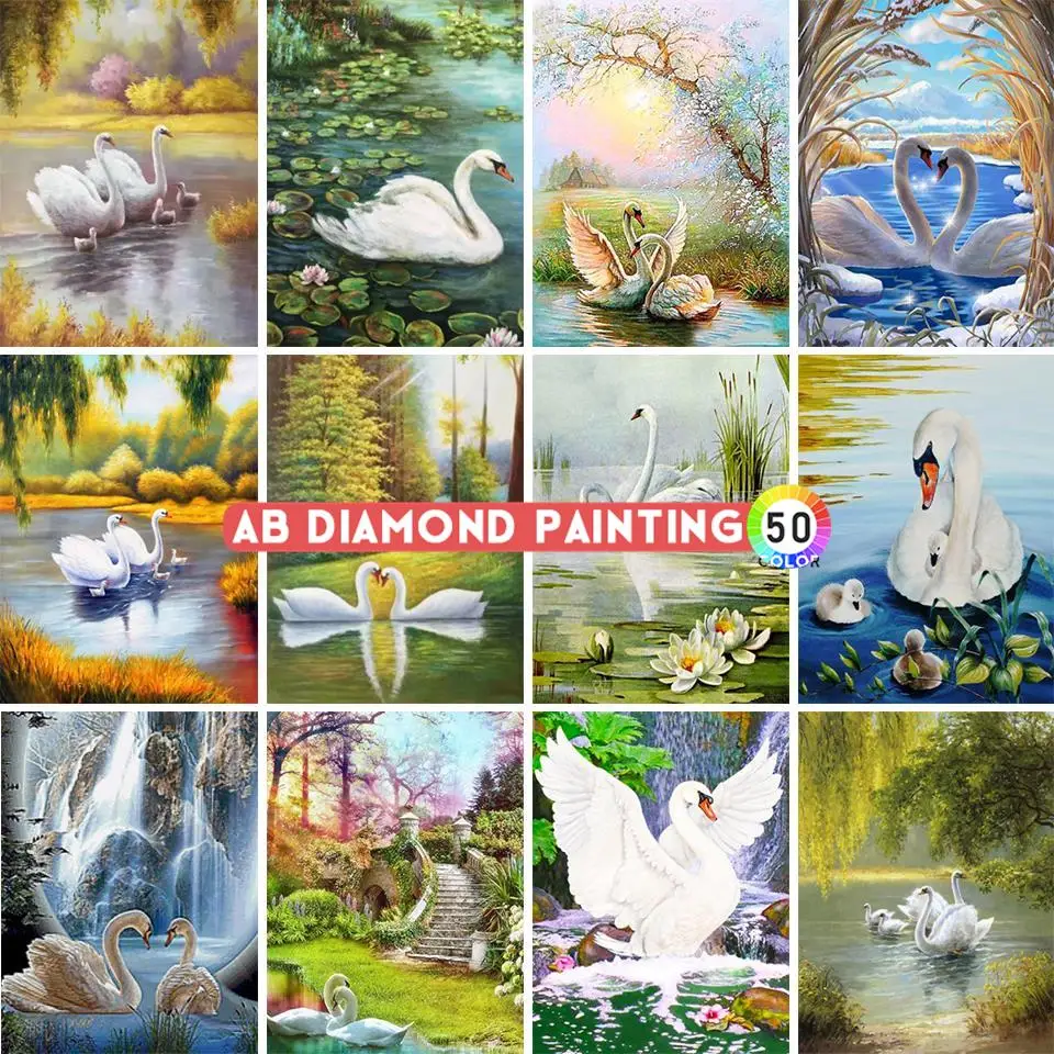 

Swan Diamond Embroidery Flowers AB Dill Decorative Canvas Paintings Dimond Painting Kit Pictures Diamonds 5d Fast Delivery Full