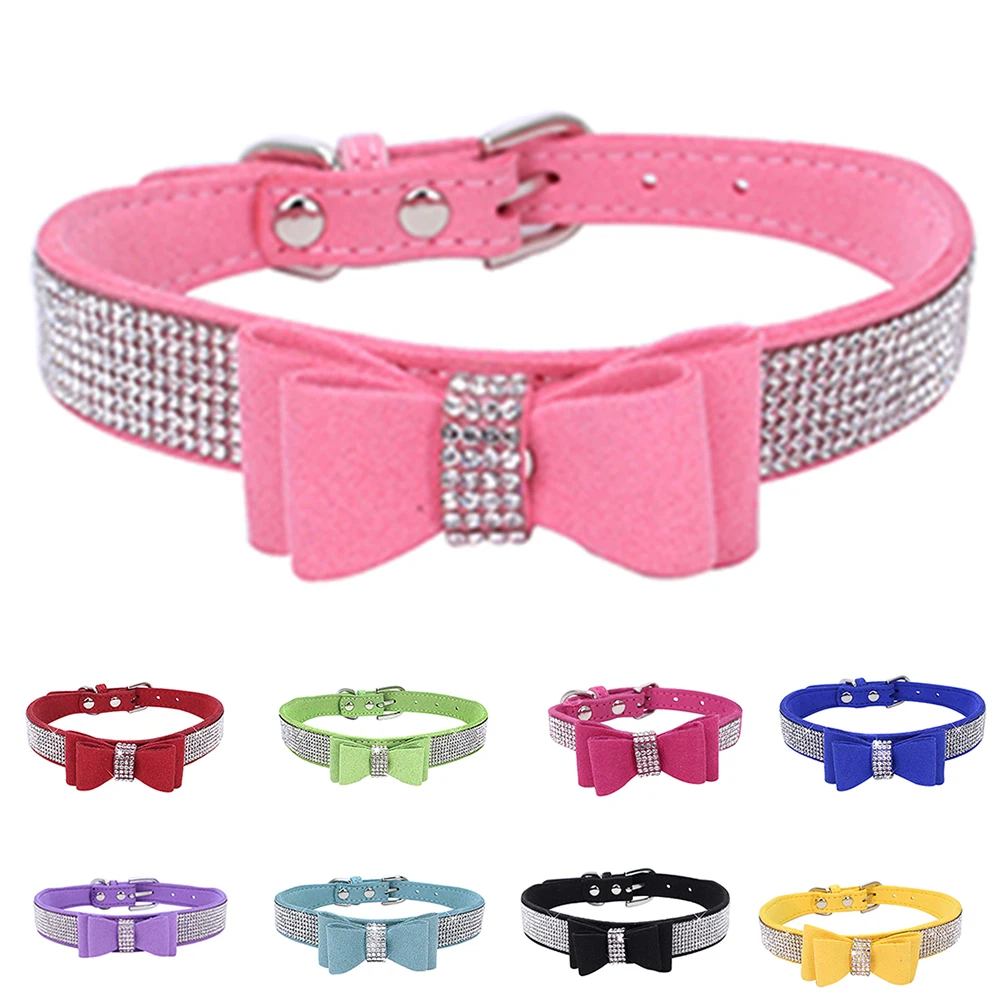 Bling Rhinestone Dog Cat Collars Adjustable Leather Bow Tie Kitten puppy Collar for Small Medium Pets
Bling Rhinestone Dog Cat Collars Adjustable Leather Bow Tie Kitten puppy Collar for Small Medium Pets