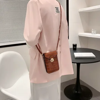 Silver Mobile Phone Mini Bags Small Clutches Shoulder Bag Crocodile Leather Women Handbag Black Clutch Purse Handbag Flap