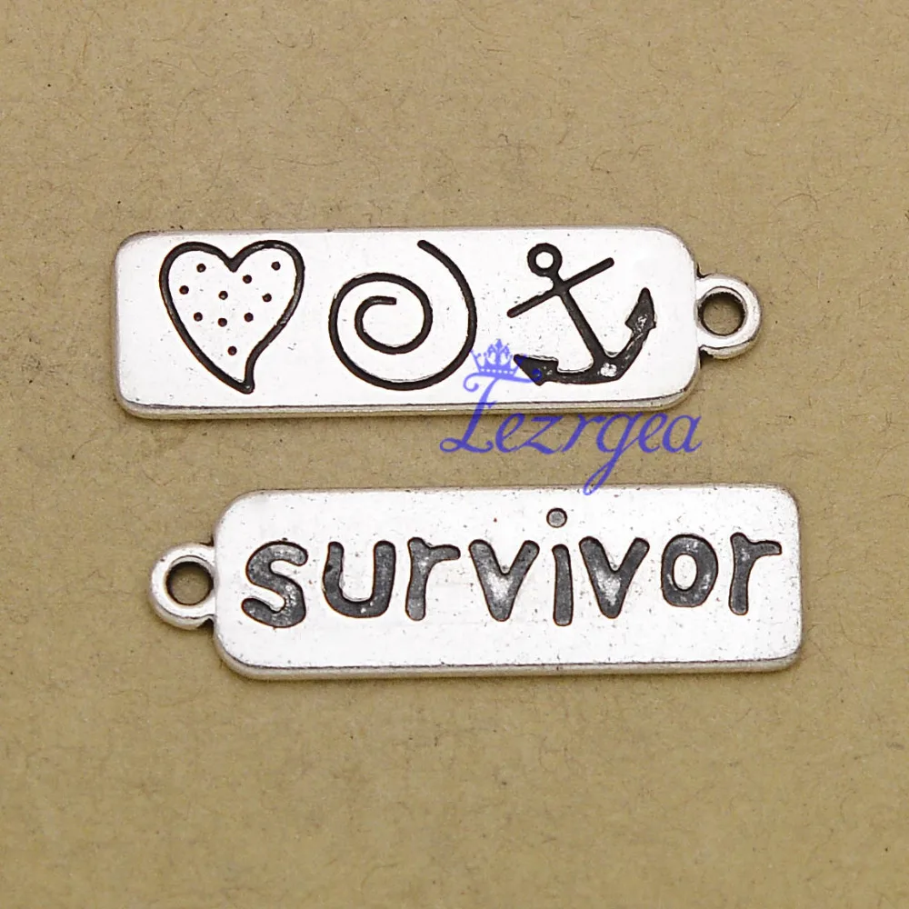 20pcs/lot--30x10mm Antique Silver Plated Survivor Word Pendant Anchor Heart Bar Charms DIY Necklace Supplies Jewelry Making
20pcs/lot--30x10mm Antique Silver Plated Survivor Word Pendant Anchor Heart Bar Charms DIY Necklace Supplies Jewelry Making