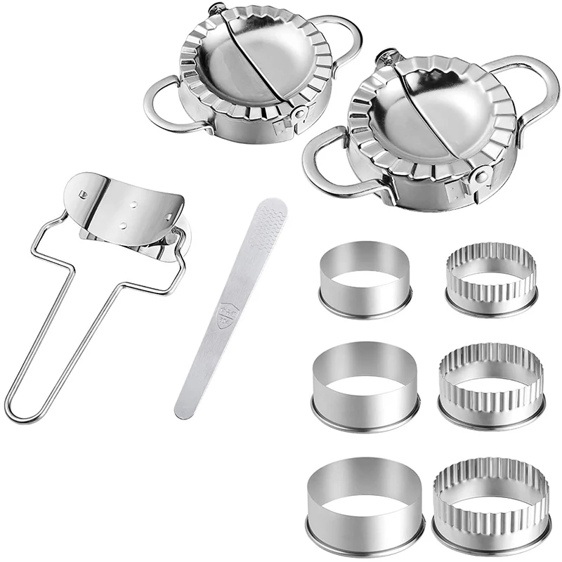 10 Pieces Stainless Steel Dumpling Maker Set,Dumpling Press Molds Skin Maker Stuffing Spoon Flour Ring Cutter
10 Pieces Stainless Steel Dumpling Maker Set,Dumpling Press Molds Skin Maker Stuffing Spoon Flour Ring Cutter