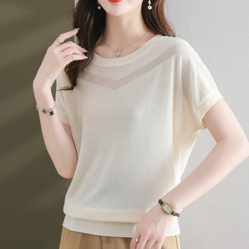 2023 Summer Hollow Out Short Sleeve T Shirt For Women o Neck Knitted Tops Female Black Tshirts Korean Fashion Tee Shirt Femme
2023 Summer Hollow Out Short Sleeve T Shirt For Women o Neck Knitted Tops Female Black Tshirts Korean Fashion Tee Shirt Femme