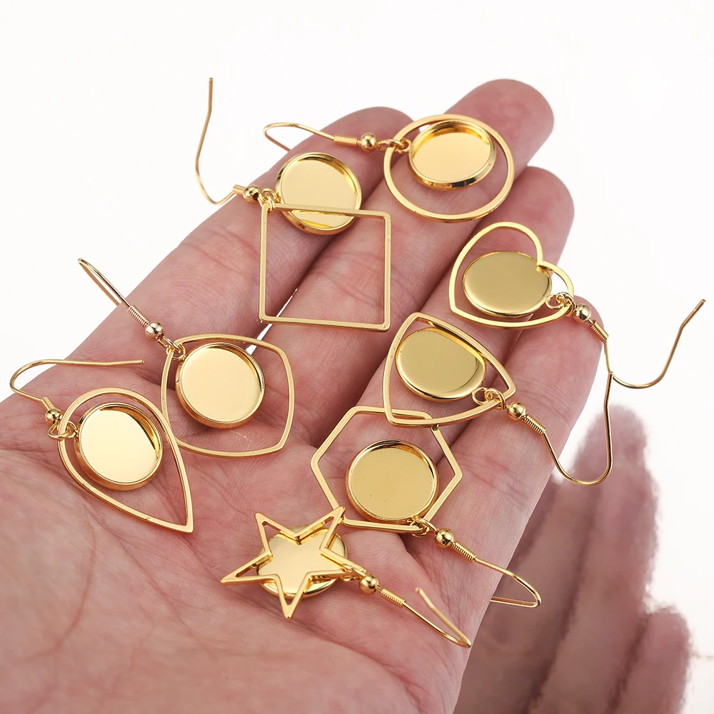 10pcs Fit 12mm Stainless Steel Gold Earrings Hook Cabochon Blank Glass Base Resin Tray DIY Earring Jewelry Supplies Making Heart
10pcs Fit 12mm Stainless Steel Gold Earrings Hook Cabochon Blank Glass Base Resin Tray DIY Earring Jewelry Supplies Making Heart
