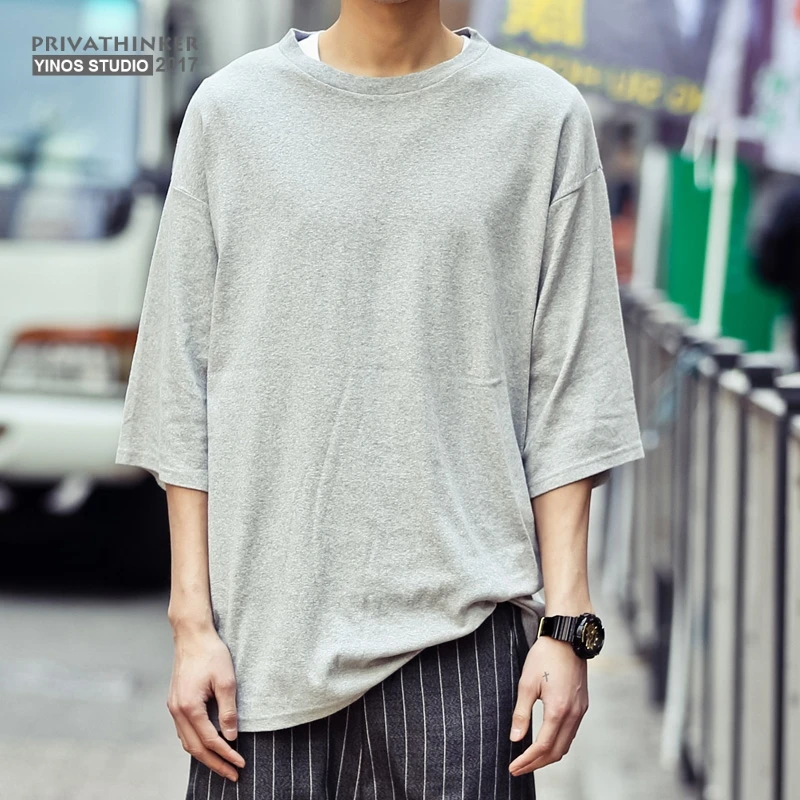 Versatile Oversize T-shirts Men Drop Shoulder Basic T shirt Men Three Quarter tshirt Male Tee Casual Hip Hop Summer 2017 
Versatile Oversize T-shirts Men Drop Shoulder Basic T shirt Men Three Quarter tshirt Male Tee Casual Hip Hop Summer 2017