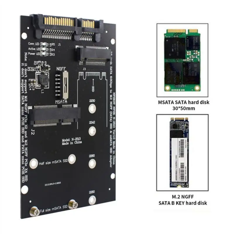 

Solid State Drive Hard Disk Conversion Card SATA3 To M.2 NGFF MSATA SSD Adapter 2.5" SATA3 Card B Key For PC 2230-2280 M2 SSD