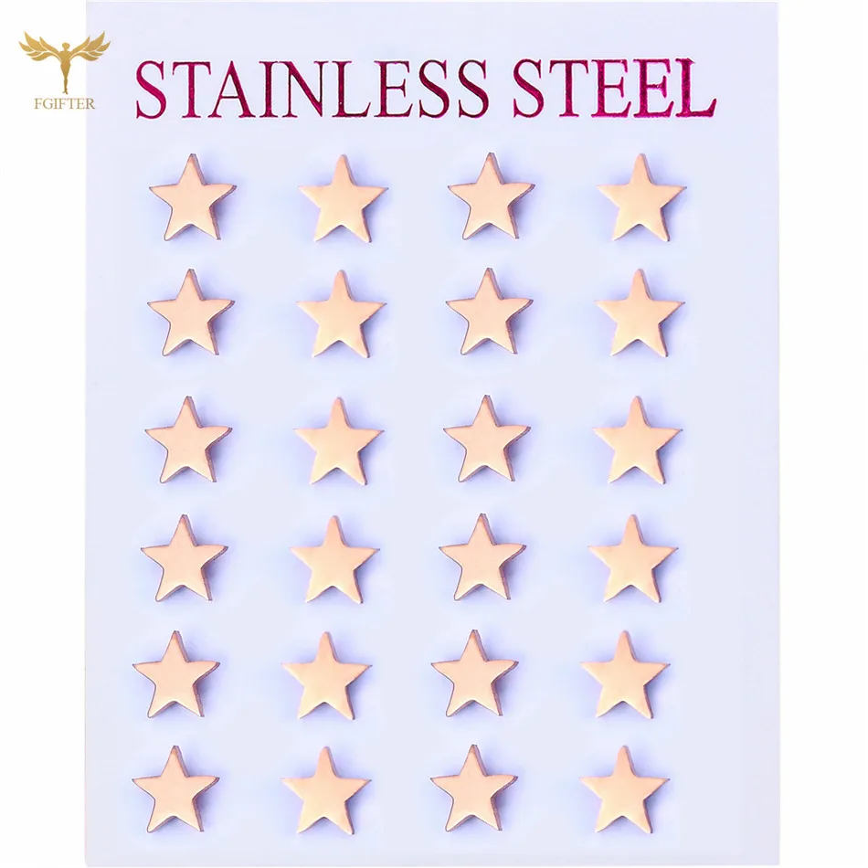 Rose Gold Color Star Earrings Women Men Classic Ear Studs Minimalist Stainless Steel Jewelry Wholesale 12 Pairs Lot 
Rose Gold Color Star Earrings Women Men Classic Ear Studs Minimalist Stainless Steel Jewelry Wholesale 12 Pairs Lot