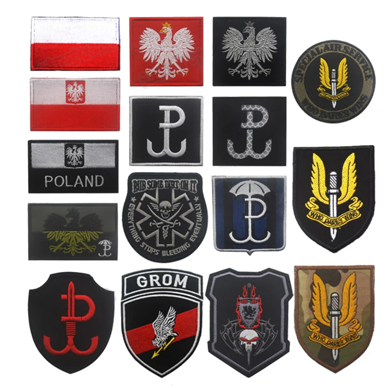 

Rainbow Six R6 Polish GROM Embroidery Hook and Loop Patch Armband Army Fan Morale Badge Badge Armband Sewing Patch