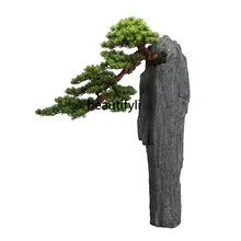 zqNew Chinese Style Dried Landscape Large Floor Artificial Stone Welcome Pine Bonsai Model House for Sale