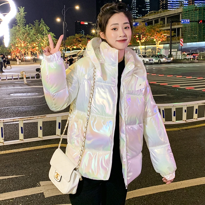 Puffer Coats Women's Shinny Hooded Long Sleeve Zipper Pockets Ladies Casual Thick Winter Jacket Cold Coat for Female 2021
Puffer Coats Women's Shinny Hooded Long Sleeve Zipper Pockets Ladies Casual Thick Winter Jacket Cold Coat for Female 2021