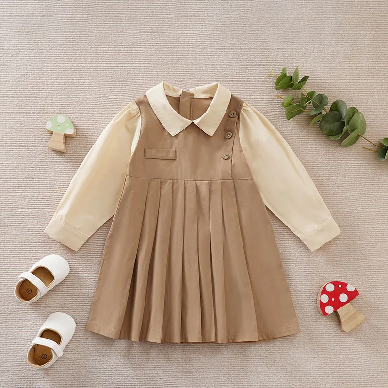 Preppy Girl Skirt Spring New Long-sleeved Baby Dress Lapel Pleated Skirt Kids Clothes Girls Dress
Preppy Girl Skirt Spring New Long-sleeved Baby Dress Lapel Pleated Skirt Kids Clothes Girls Dress