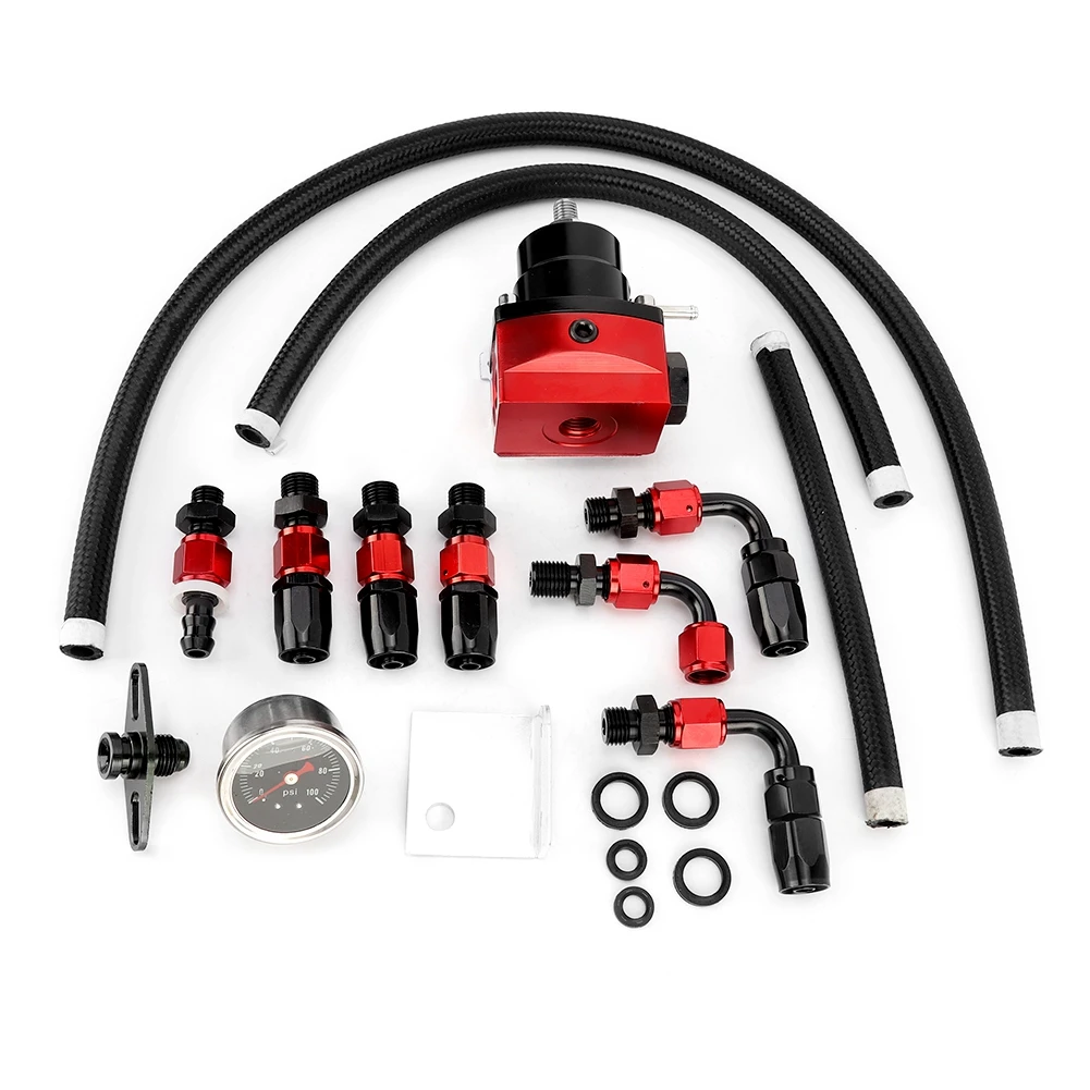 Universal Adjustable Fuel Pressure Regulator Kit Oil 160psi Gauge AN 6 Fitting End (Red+Black) Fuel Pressure Regulator
Universal Adjustable Fuel Pressure Regulator Kit Oil 160psi Gauge AN 6 Fitting End (Red+Black) Fuel Pressure Regulator