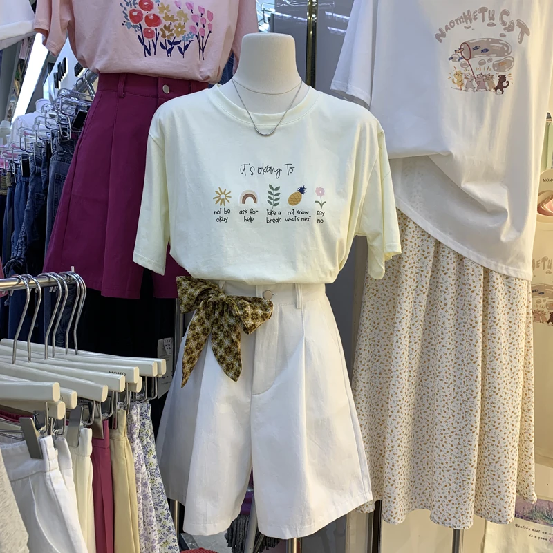 Summer South Korea dongdamen commuting round neck Korean version small fresh Mori sweet printed cotton short sleeve Pullover T-s
Summer South Korea dongdamen commuting round neck Korean version small fresh Mori sweet printed cotton short sleeve Pullover T-s