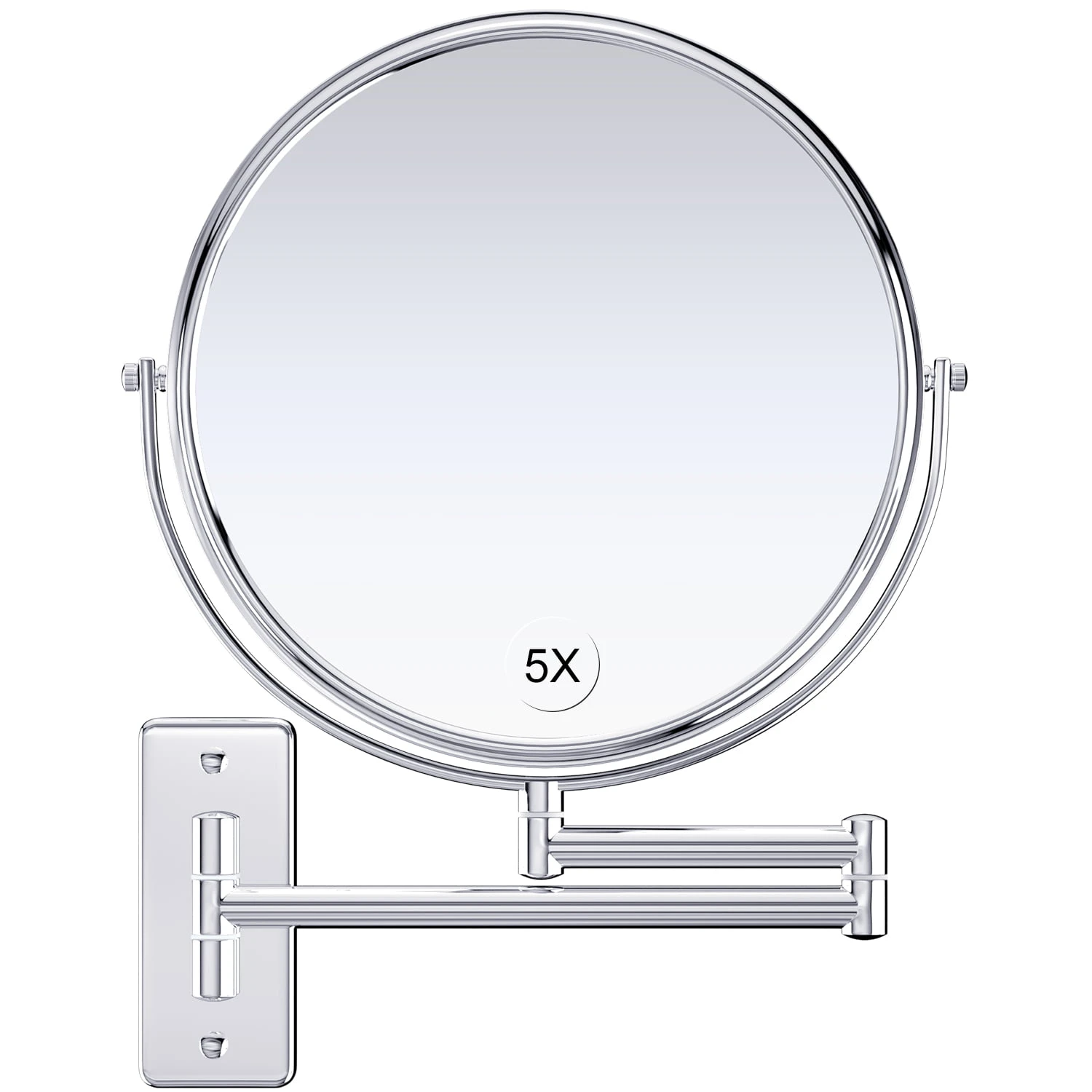 Wall Mount Makeup Mirror, 1X 5X Magnification Double-Sided Swivel Mirror, 9 inch-Chrome
Wall Mount Makeup Mirror, 1X 5X Magnification Double-Sided Swivel Mirror, 9 inch-Chrome