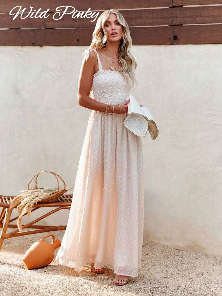 WildPinky 2022 Smock Sleeveless Square Collar Mesh Maxi Dress Women Beach Holiday Tulle Sundress Fashion A-line Dot Vestidos
WildPinky 2022 Smock Sleeveless Square Collar Mesh Maxi Dress Women Beach Holiday Tulle Sundress Fashion A-line Dot Vestidos