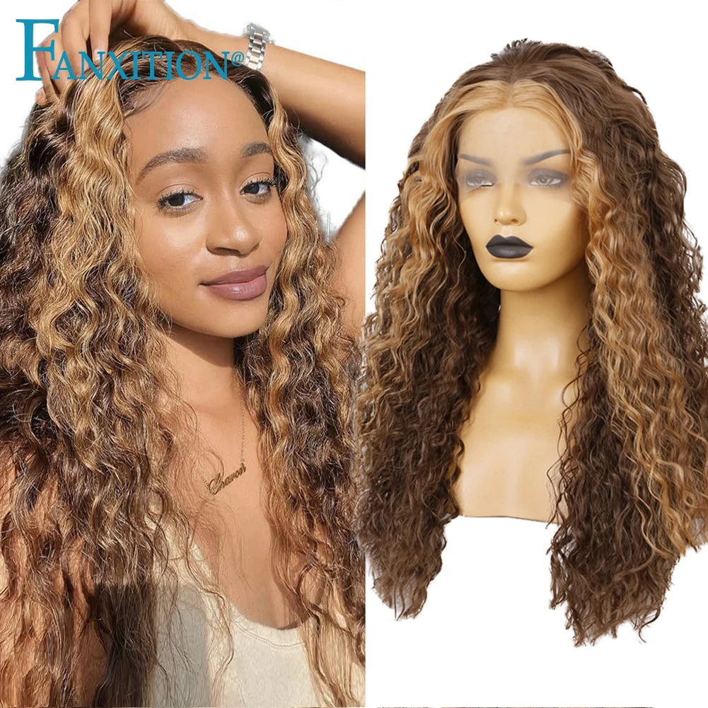 FANXITION Synthetic Wig Brown Highlight Blonde Curly Lace Front Wig For Black Women Glueless Pre Plucked Daily Pelucas De Mujer
FANXITION Synthetic Wig Brown Highlight Blonde Curly Lace Front Wig For Black Women Glueless Pre Plucked Daily Pelucas De Mujer