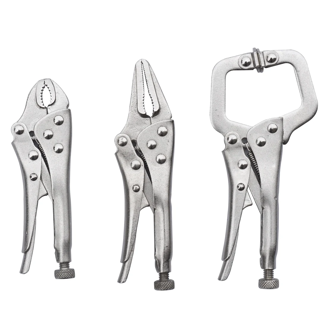 3Pcs Mini Vise Locking Pliers Set 4in. Curved Jaw and 5in. Long Nose and 5 in. C Clamp Assorted Locking Welding Clamp
3Pcs Mini Vise Locking Pliers Set 4in. Curved Jaw and 5in. Long Nose and 5 in. C Clamp Assorted Locking Welding Clamp