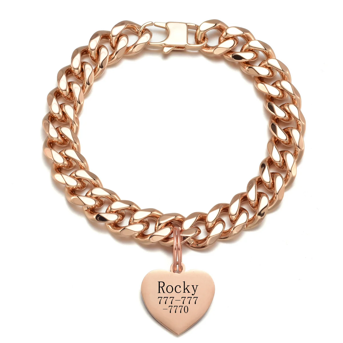 Rose Gold Collar Link Chain Necklace for Cats Dogs 13MM Fashion Pet Metal Jewelry and Accessories with Personalized Pet Tag
Rose Gold Collar Link Chain Necklace for Cats Dogs 13MM Fashion Pet Metal Jewelry and Accessories with Personalized Pet Tag