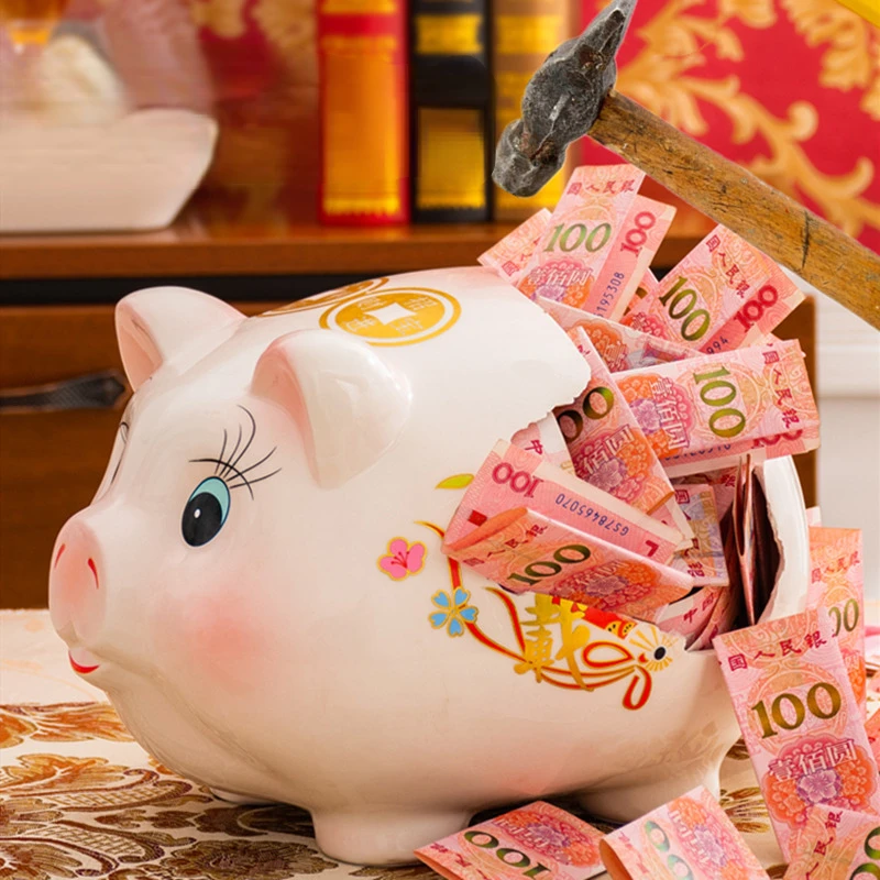 

Ceramic Pig Piggy Bank Adult Kids Wedding Cute Ornament Hidden Safe Secret Coin Money Box Living Room tirelire enfant Home Decor