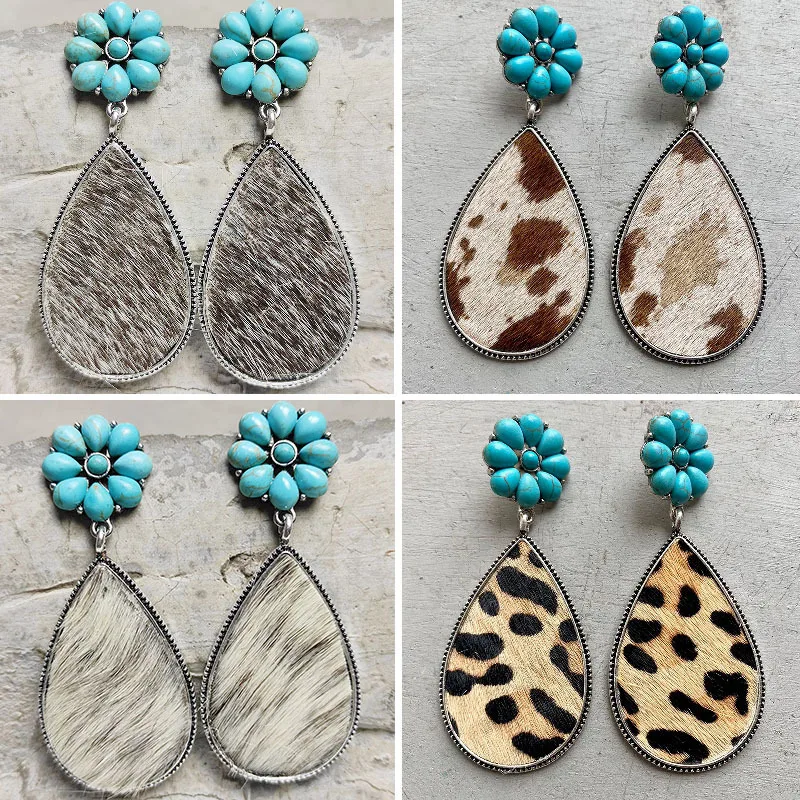 Hot Western Animal Pattern Leather Leopard Earrings Bohemian Horse Hair Turquoise Pumpkin Flower Metal Simple Earrings Gift
Hot Western Animal Pattern Leather Leopard Earrings Bohemian Horse Hair Turquoise Pumpkin Flower Metal Simple Earrings Gift