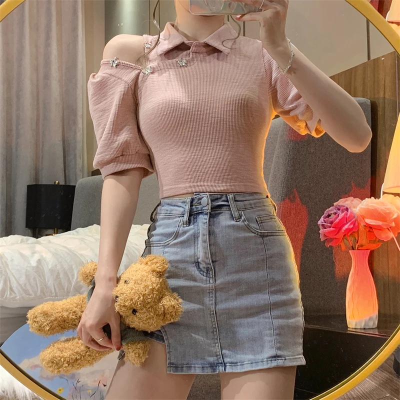 2023 Summer Y2k Turn Down Collar Cropped Top Short Sleeve Off Shoulder Women Tees Fashion Harajuku Sweet Women T-shirts
2023 Summer Y2k Turn Down Collar Cropped Top Short Sleeve Off Shoulder Women Tees Fashion Harajuku Sweet Women T-shirts