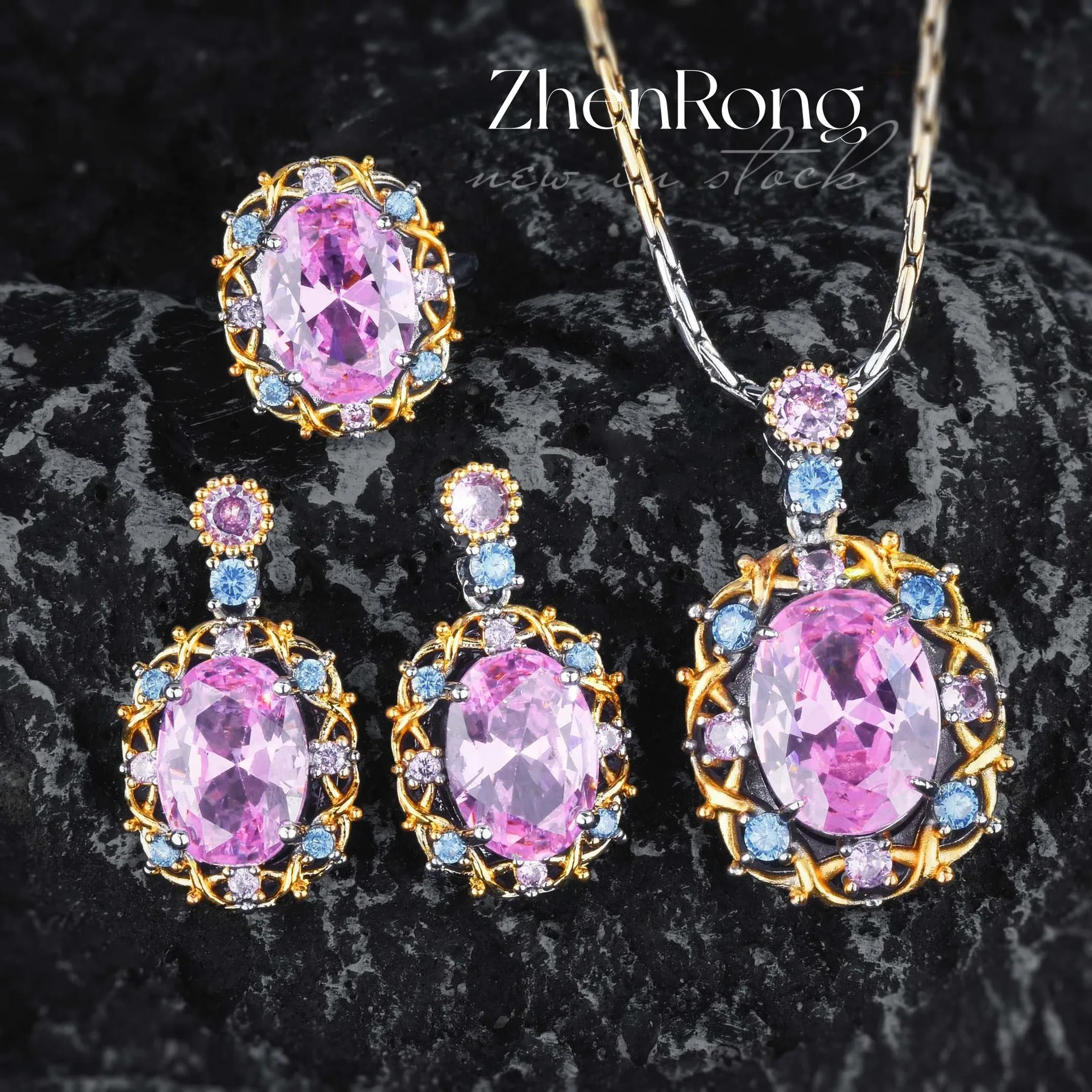 Foydjew Luxury Designer Jewelry Cherry Blossom Pink Simulation Diamond Pendant Necklaces Earrings Rings Jewelry Sets For Women
Foydjew Luxury Designer Jewelry Cherry Blossom Pink Simulation Diamond Pendant Necklaces Earrings Rings Jewelry Sets For Women