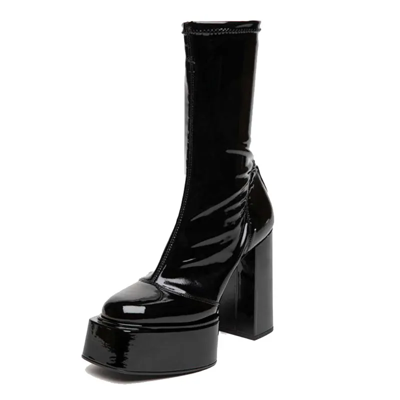 Ladies Punk Style Zipper Thick Bottom Elastic Ankle Boots Fashion Thick Bottom Thick Heel High Heel Women's Boots
Ladies Punk Style Zipper Thick Bottom Elastic Ankle Boots Fashion Thick Bottom Thick Heel High Heel Women's Boots