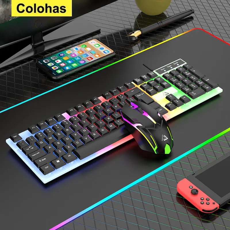 Комплект проводной клавиатуры и мыши 2,4G Переносная светодиодная подсветка 104 Клавиатура 1000DPI Mouse Gamer Kit Для ноутбука Настольный ПК Компьютер 
Комплект проводной клавиатуры и мыши 2,4G Переносная светодиодная подсветка 104 Клавиатура 1000DPI Mouse Gamer Kit Для ноутбука Настольный ПК Компьютер
