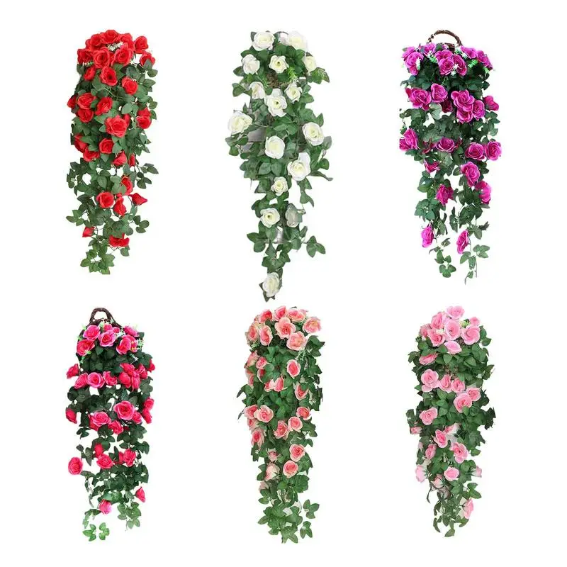 

Rose Wreath Teardrop Swag Flower Delight Fake Plant Vine Decor Wall Hanging Artificial Rose Decor For Indoor And Outdoor Decor