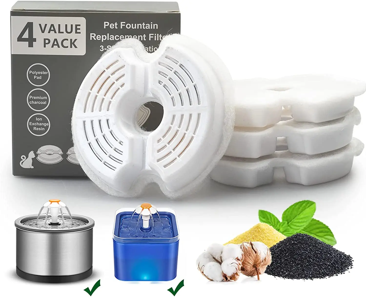 Cat Water Fountain Filters,Multiple Filtration Pet Water Fountain Replacement Filter,Cotton Activated Carbon Fountain Filters 
Cat Water Fountain Filters,Multiple Filtration Pet Water Fountain Replacement Filter,Cotton Activated Carbon Fountain Filters