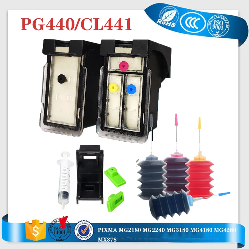 

Einkshop PG-440 Refillable Ink Cartridge PG 440 CL 441 PG440 CL441 for Canon PIXMA MG2180 MG2240 MG3180 MG4180 MG4280 MX378