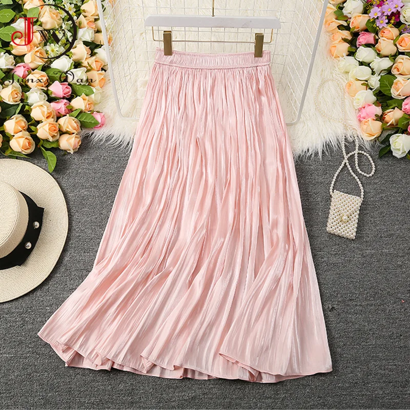 2022 Women Summer Pleated Solid Elastic Waisted Shiny Elegant Office Ladies Long Skirts Saia Faldas Jupe Femme
2022 Women Summer Pleated Solid Elastic Waisted Shiny Elegant Office Ladies Long Skirts Saia Faldas Jupe Femme