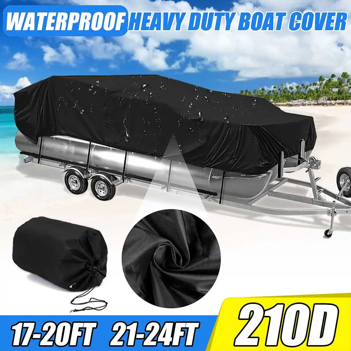 210D Waterproof Trailerable Boat Cover 17-24Ft Sunshade Dust-proof Heavy Duty Pontoon Boat Mooring Cover
210D Waterproof Trailerable Boat Cover 17-24Ft Sunshade Dust-proof Heavy Duty Pontoon Boat Mooring Cover