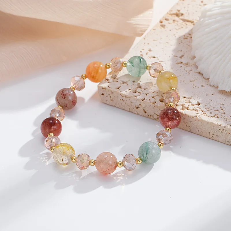 Fashion Lady Women Bracelet Natural Stone Beads Crystal Colour Quartz Rutilated Gold Color Plated Free Shipping Gift Jewelr
Fashion Lady Women Bracelet Natural Stone Beads Crystal Colour Quartz Rutilated Gold Color Plated Free Shipping Gift Jewelr