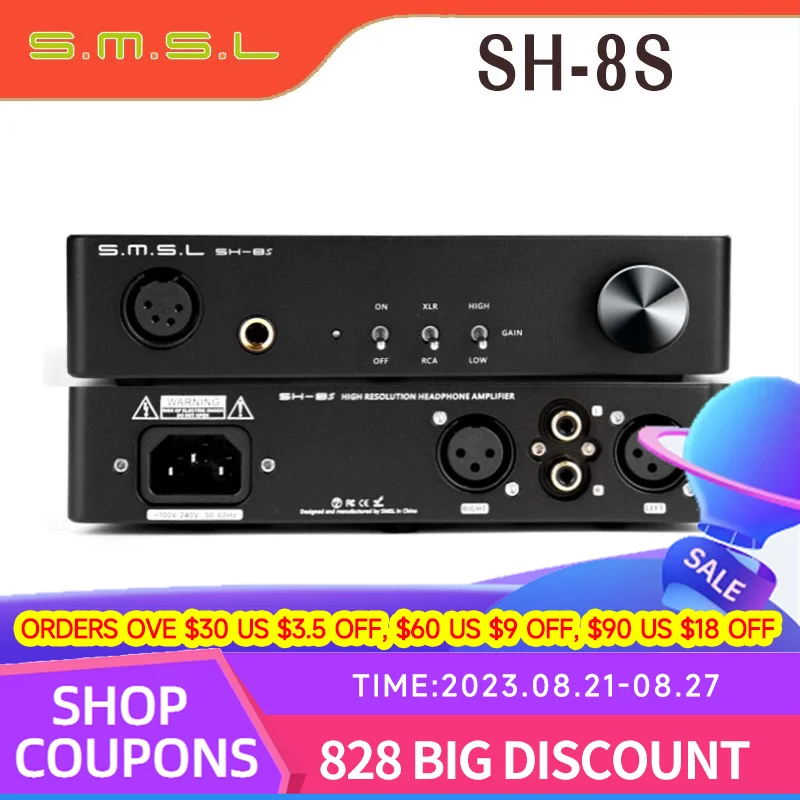 SMSL SH-8S Hi-Res Headphone Amplifier 6.35mm RCA XLR Balanced/Unbalanced Gain Adjustable SH8S Amp
SMSL SH-8S Hi-Res Headphone Amplifier 6.35mm RCA XLR Balanced/Unbalanced Gain Adjustable SH8S Amp