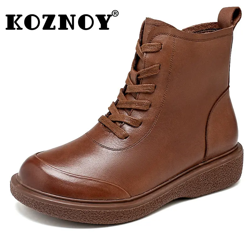 Koznoy 4cm Sewing Genuine Leather Platform Wedge Spring Autumn Mid Calf Booties Elegant Mature Women Lace Up Rubber Flats Shoes
Koznoy 4cm Sewing Genuine Leather Platform Wedge Spring Autumn Mid Calf Booties Elegant Mature Women Lace Up Rubber Flats Shoes