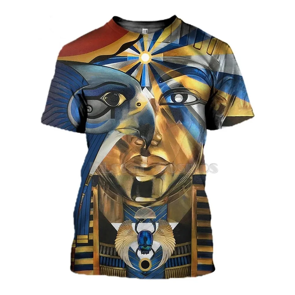 

Mysterious Ancient Horus Men's Egyptian Totem 3D Printed T Shirt Summer Funny Retro Harajuku Short Sleeve Streetwear