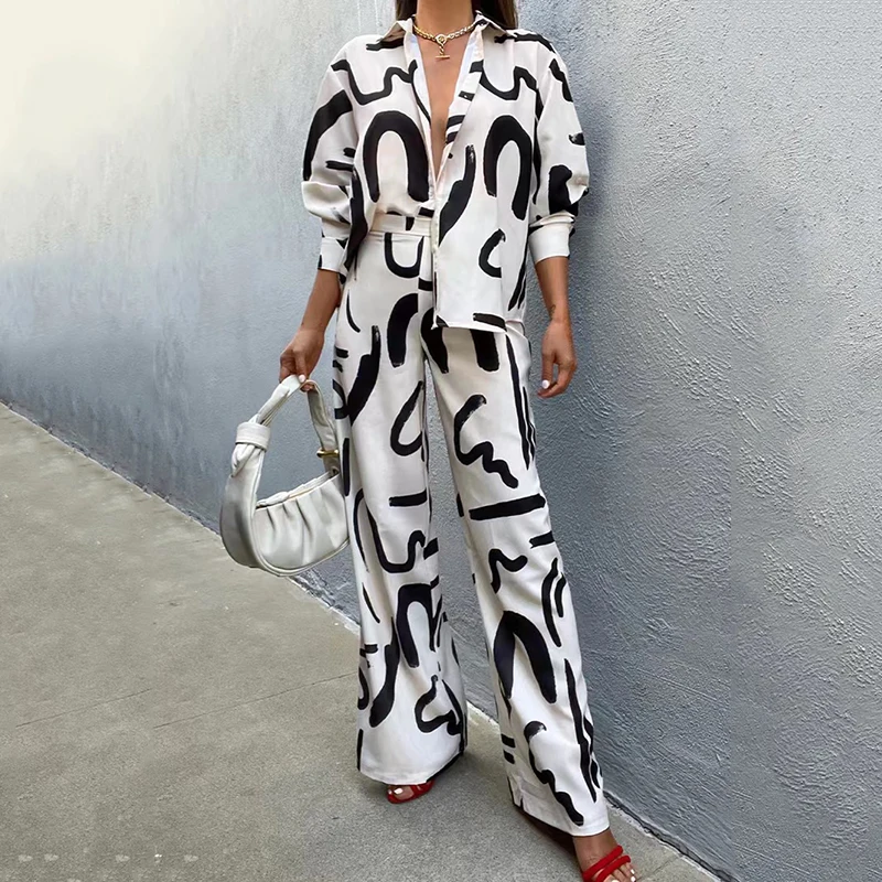 Women's Pants Sets Elegant Office Printing Suits Fashion Casual Long Sleeve Turn-down Collar Shirt Top and Straight Pants Sets
Women's Pants Sets Elegant Office Printing Suits Fashion Casual Long Sleeve Turn-down Collar Shirt Top and Straight Pants Sets