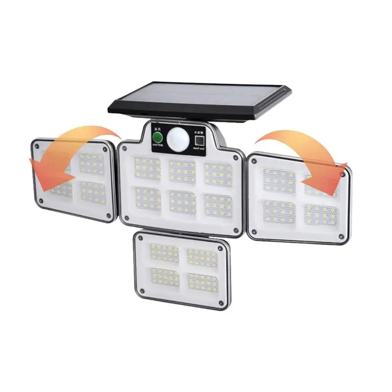 Наружные солнечные светильники для двора с датчиком движения, настенные светильники, наружные солнечные светильники с регулируемыми головками, безопасность, солнечные светильники