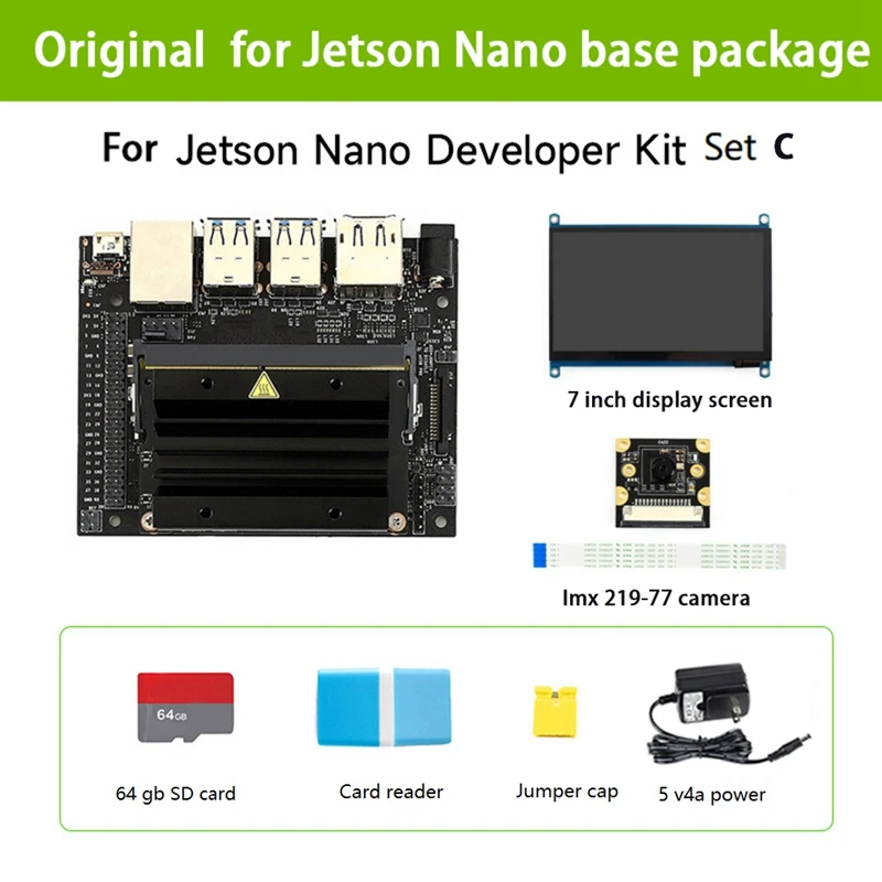 

ABGZ-For Jetson Nano B01 4GB AI Development+7 Inch Display+Camera+64G SD Card+Card Reader+Jumper Cap+Power